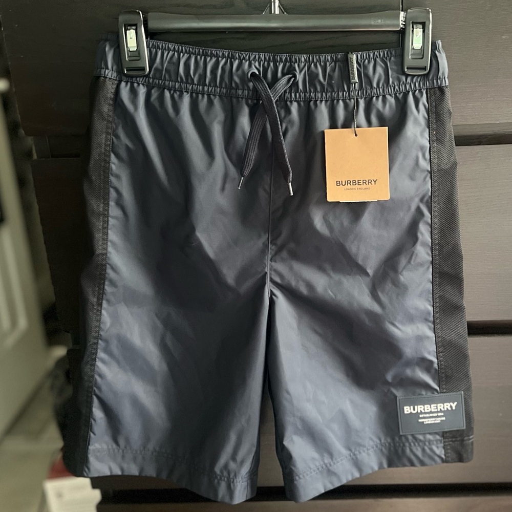 Boy's Burberry Malcolm Mesh-Panel Swim Trunks